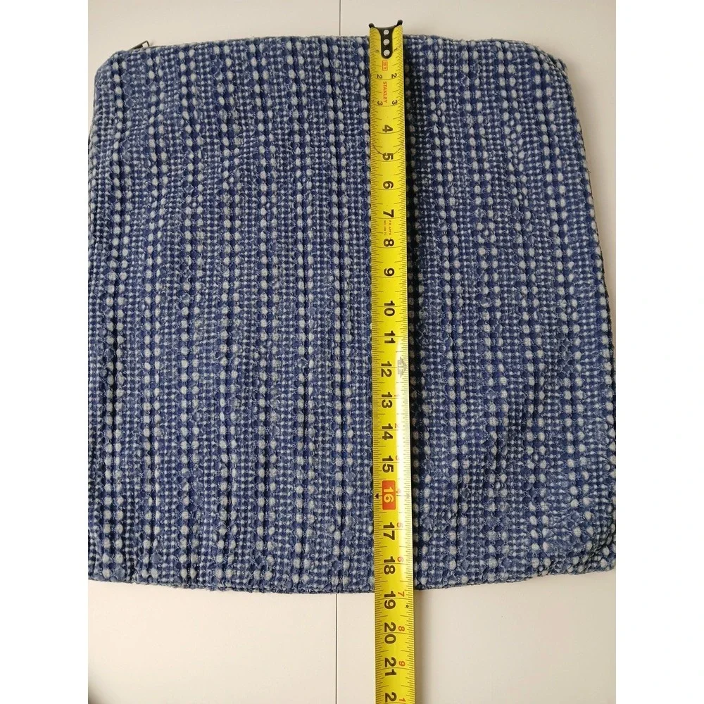 Pottery Barn Honeycomb Sham Lot of 2 Midnight Navy Blue Textured Cotton 17